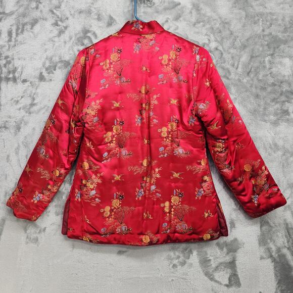 Vintage 60s Fans of S.F. Jacket Women S Red Satin Rayon Embroidered Frog Closure - Picture 5 of 10